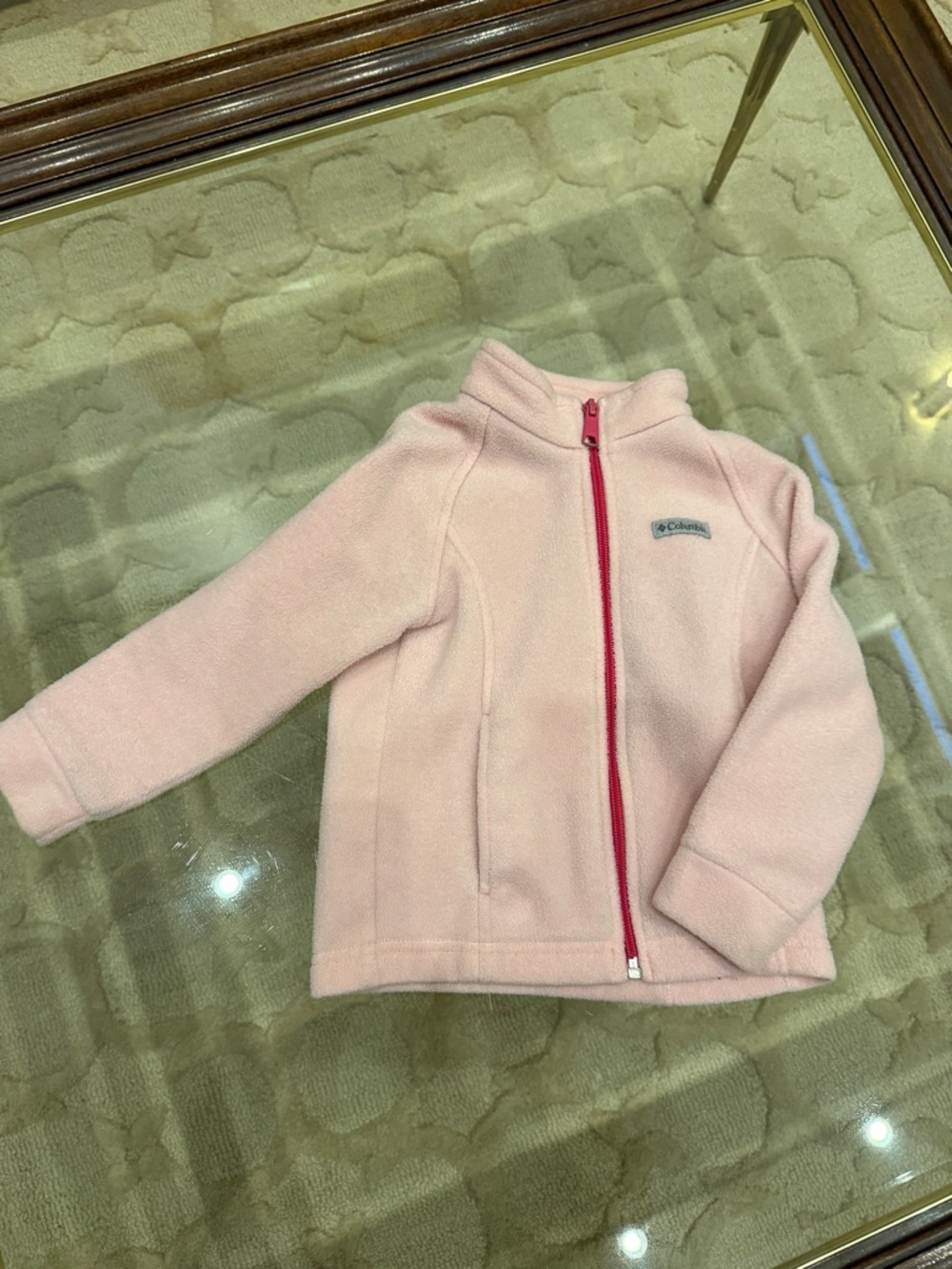 Columbia Light Pink Fleece Jacket with Hot Pink Zip